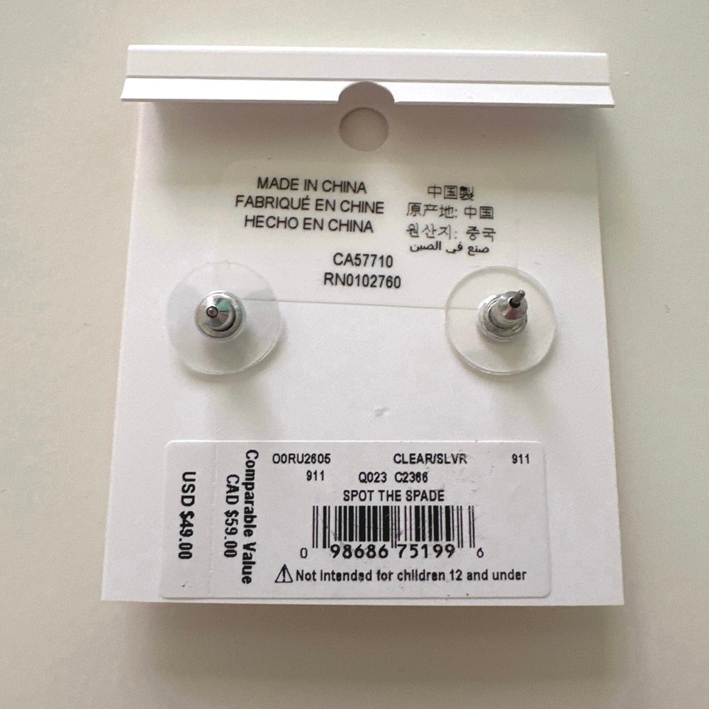 NWT kate spade Signature Stud Earrings Silver Diamond - Picture 2 of 3